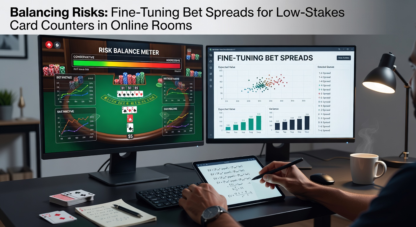 Grafiek met bet spreads en risicocurves voor kaartentellers in online blackjack