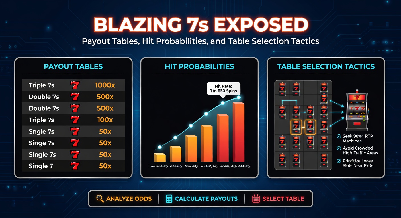 Grafiek met gedetailleerde waarschijnlijkheden voor Blazing 7s combinaties, inclusief balken voor verschillende zevensconfiguraties en hun uitbetalingskansen