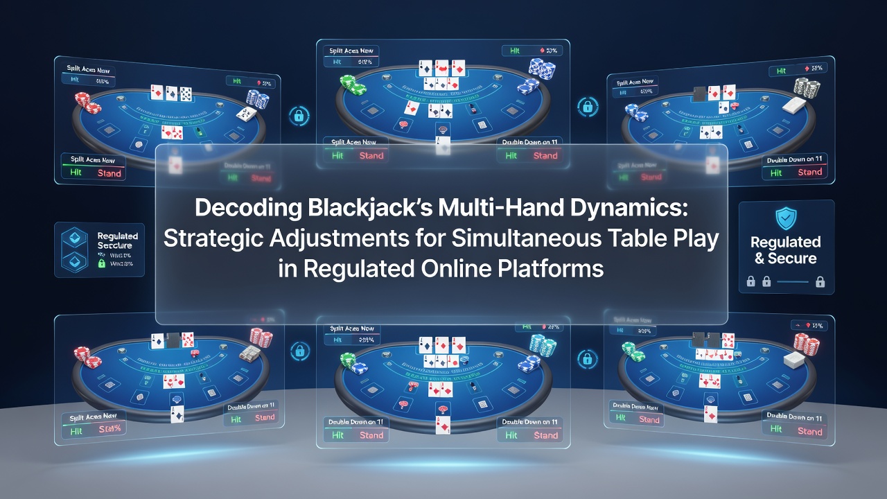 Blackjack tafel met meerdere handen in een online casino omgeving