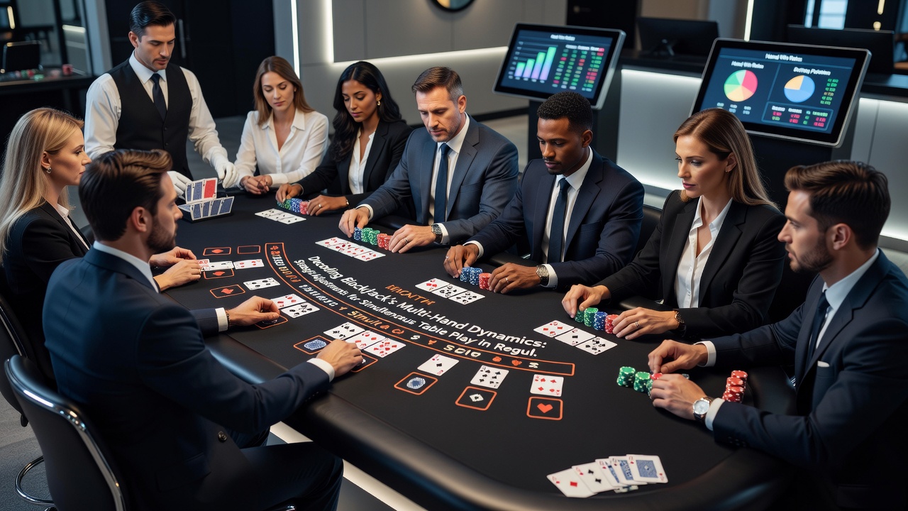 Speler beheert meerdere blackjack handen op een tablet in een online omgeving