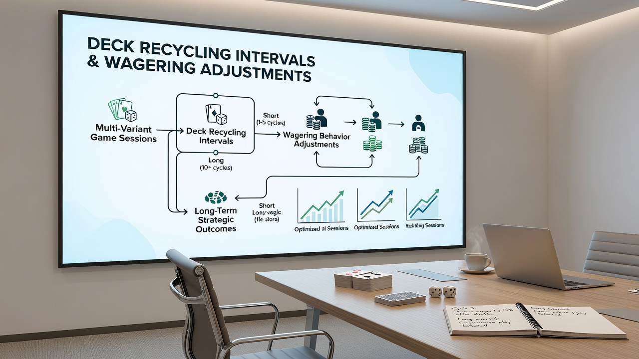 Grafiek van weddenschapsaanpassingen over langere sessies met variërende deckrecycling