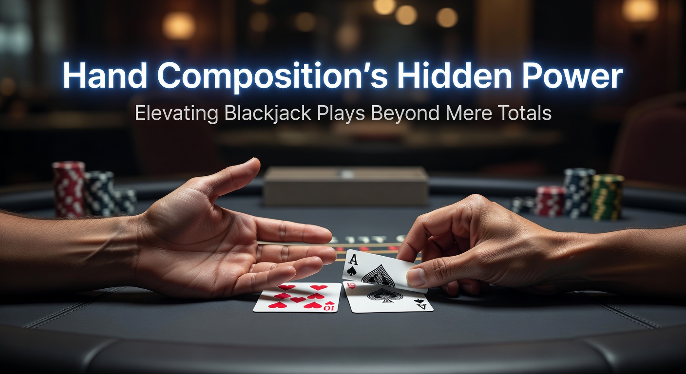 Dichtbijopname van blackjackkaarten in diverse composities, met focus op totalen en specifieke combinaties zoals 10-6 versus 8-8