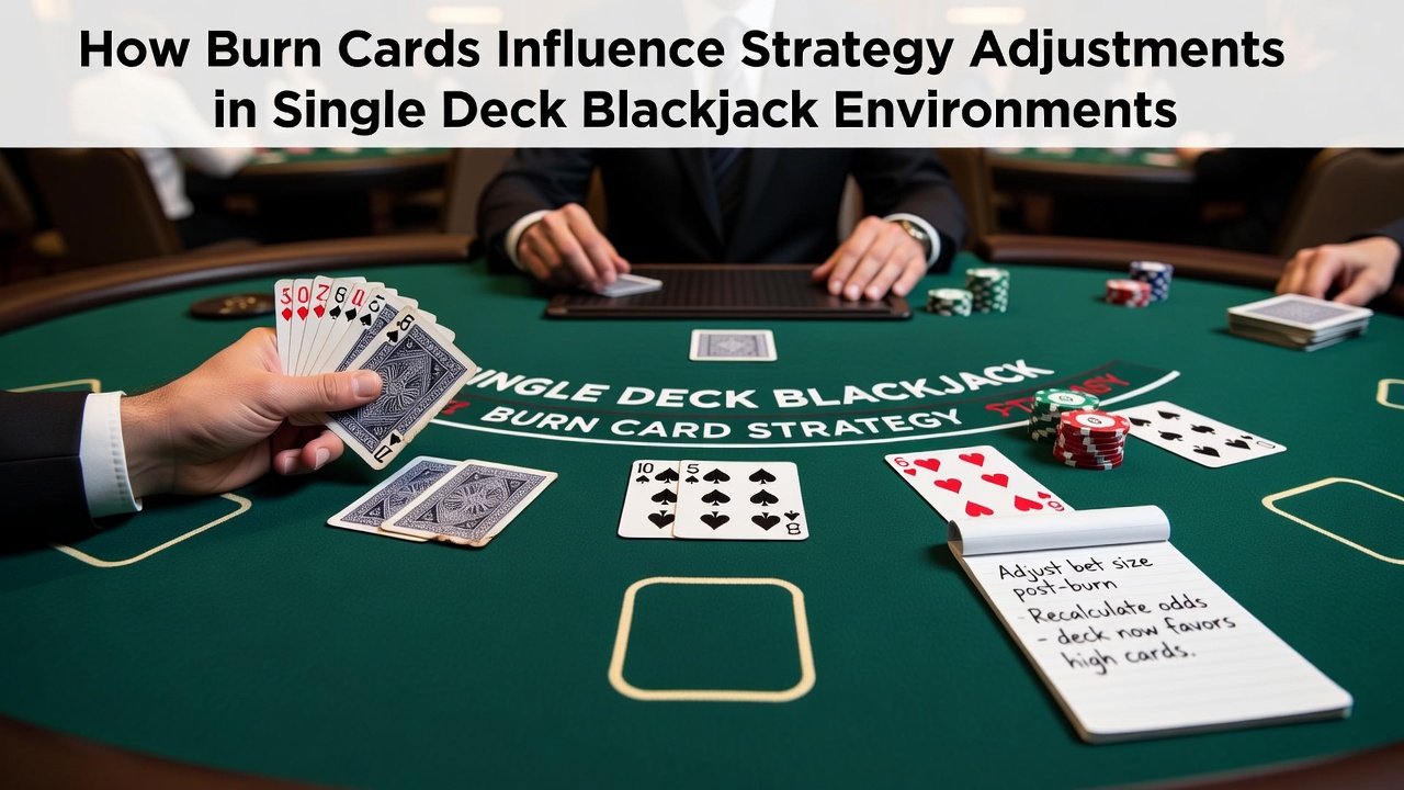 Single deck blackjack tafel met burn card procedure in actie