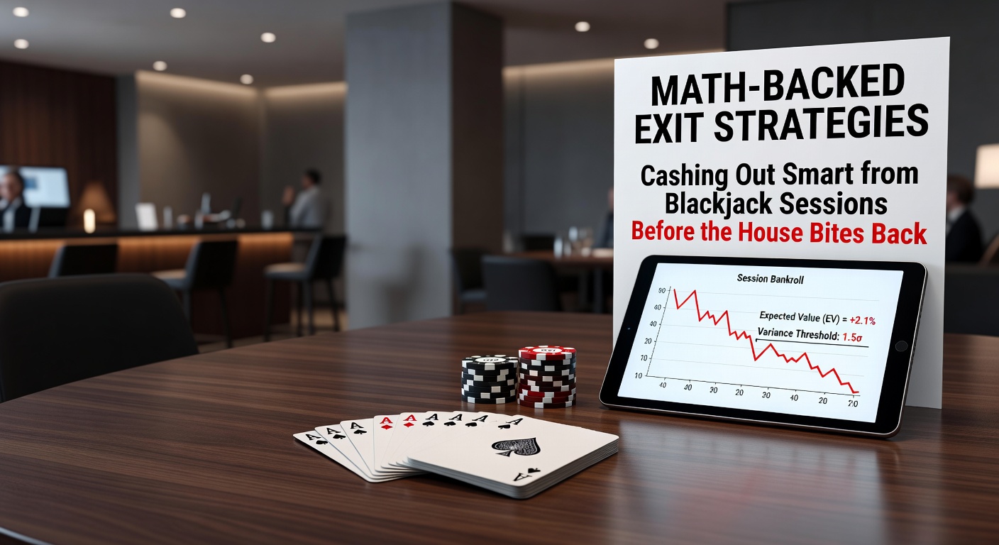 Een blackjacktafel met stapels fiches en een speler die nadenkt over zijn volgende zet, symboliserend strategische beslissingen tijdens een sessie