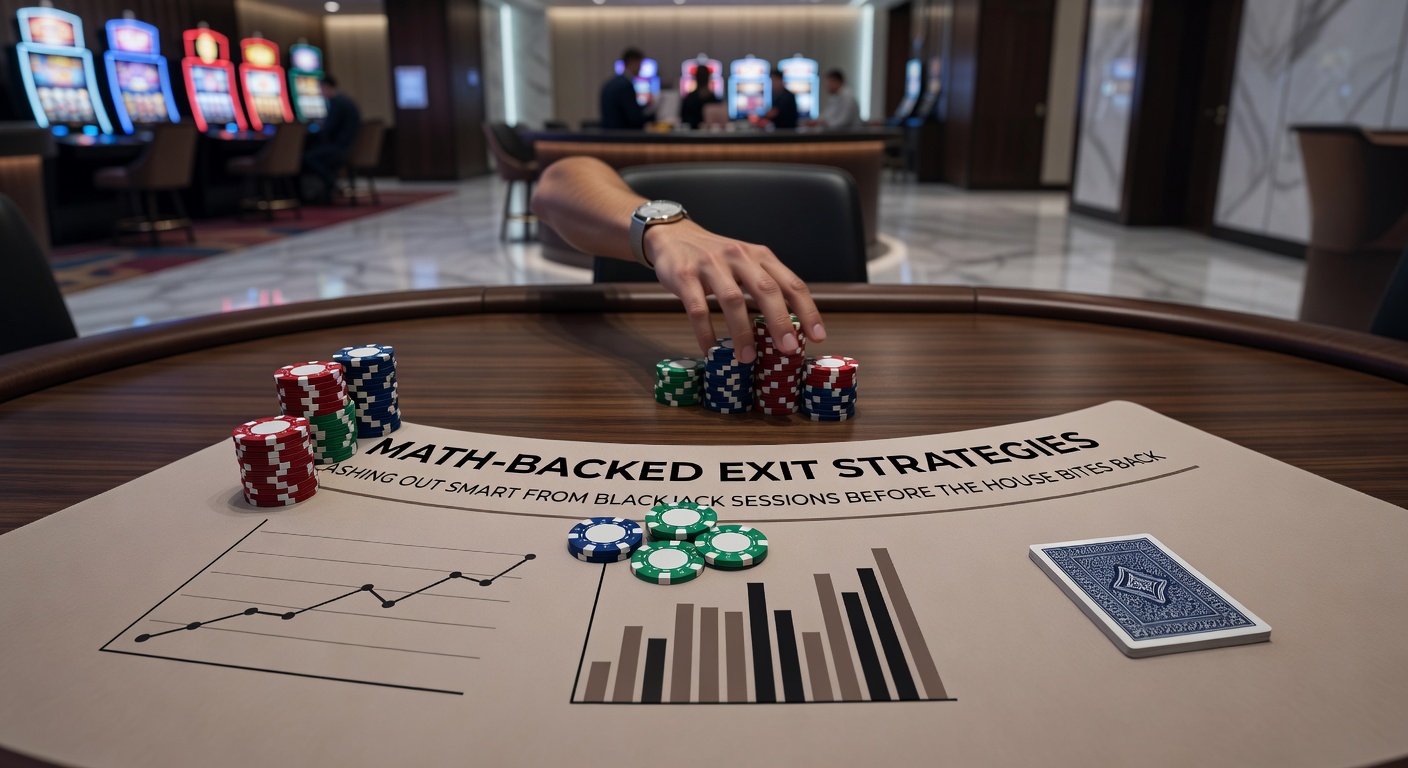 Grafiek met variance-curves en Kelly Criterion simulaties voor blackjack bankroll evolutie, illustrerend veilige uitstappunten