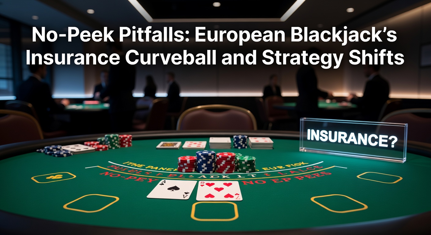 Dealer hand in Europees No-Peek Blackjack met Ace omhoog, illustrerend de insurance beslissing