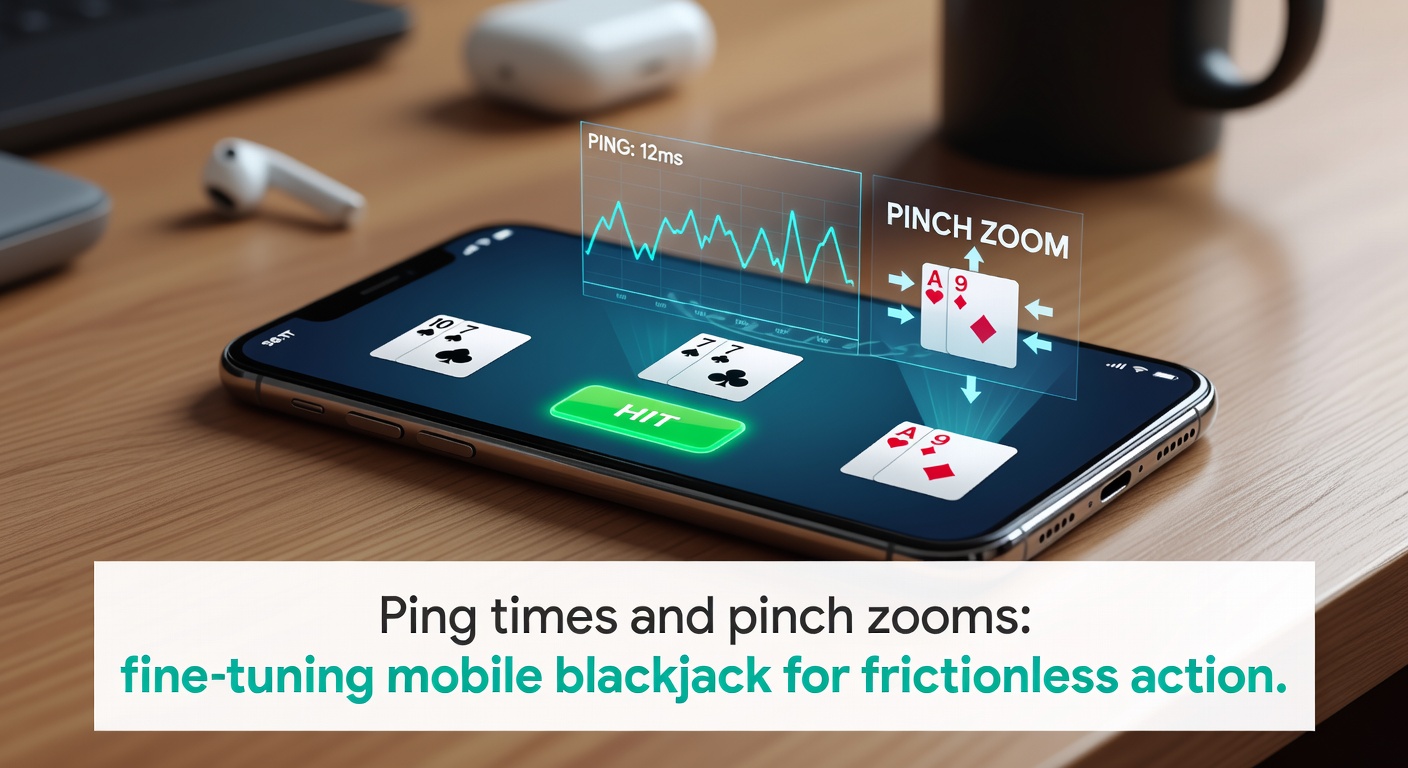 Grafiek die ping-tijden vergelijkt in verschillende mobiele blackjack-apps, met lijnen die latency-schommelingen tonen tijdens piekmomenten