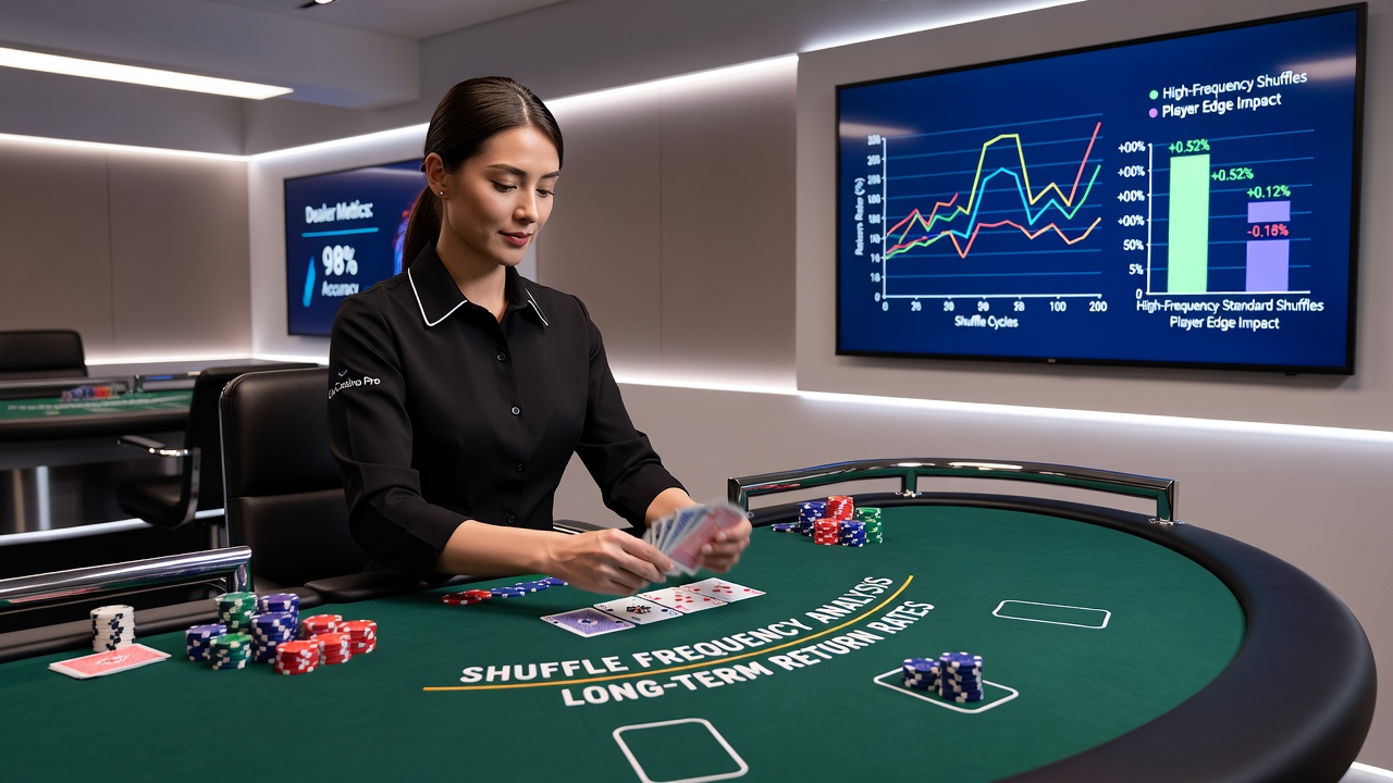 Grafiek van shuffle frequenties versus RTP in live casino spellen